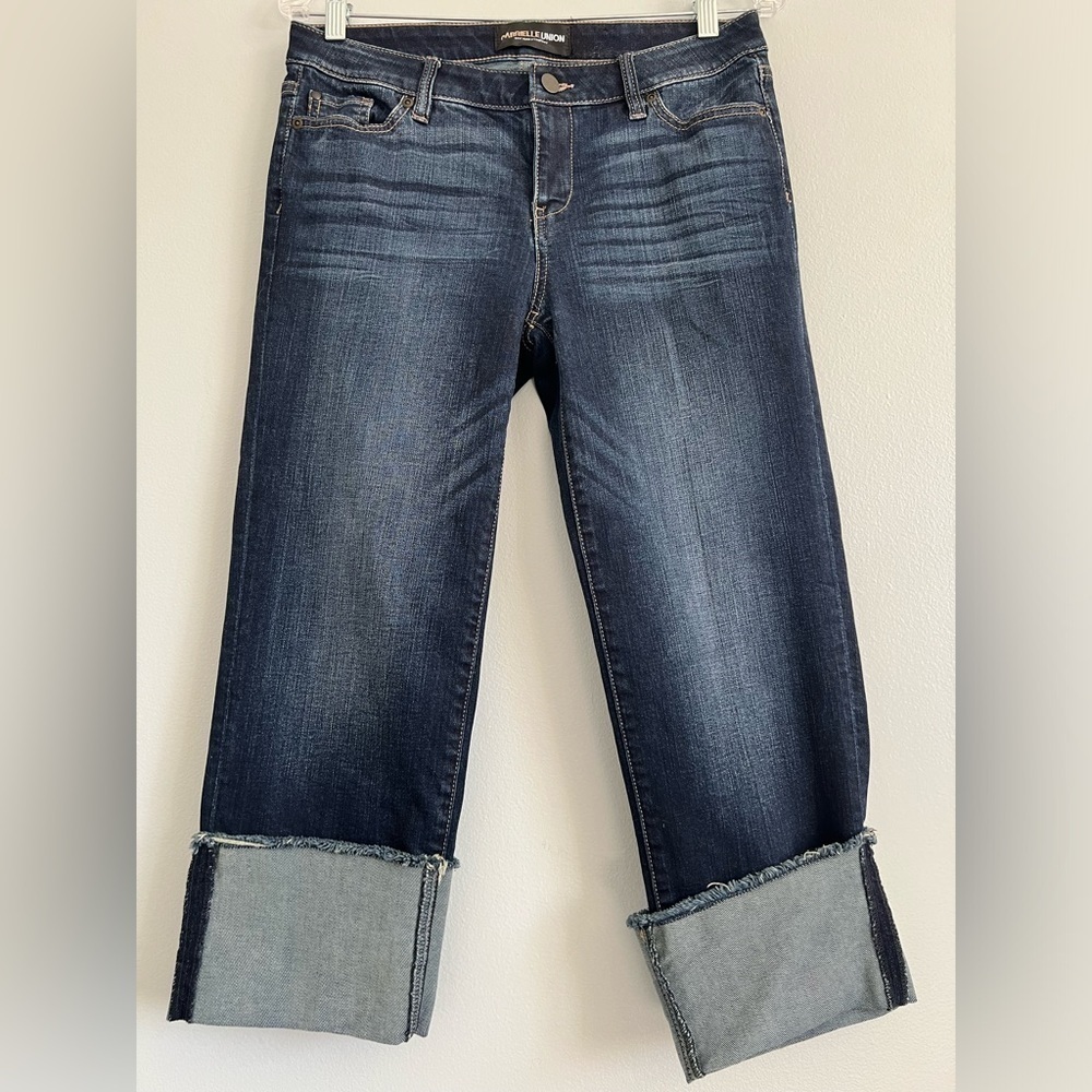 Y2K 90s Gabrielle Union  Size 6 Cropped Denim Cuffed Jeans Blue Wash